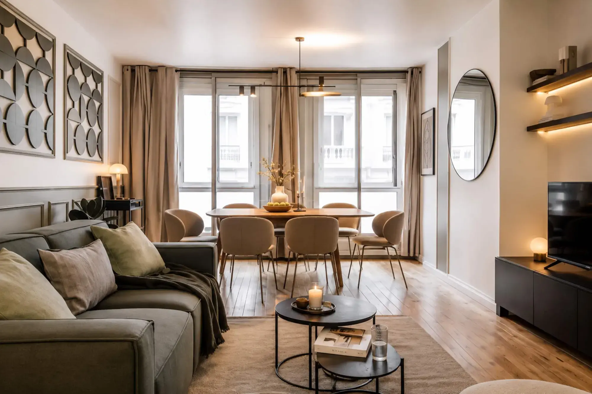 Le séjour du Trocadéro Trois chambres, à la tombée du jour